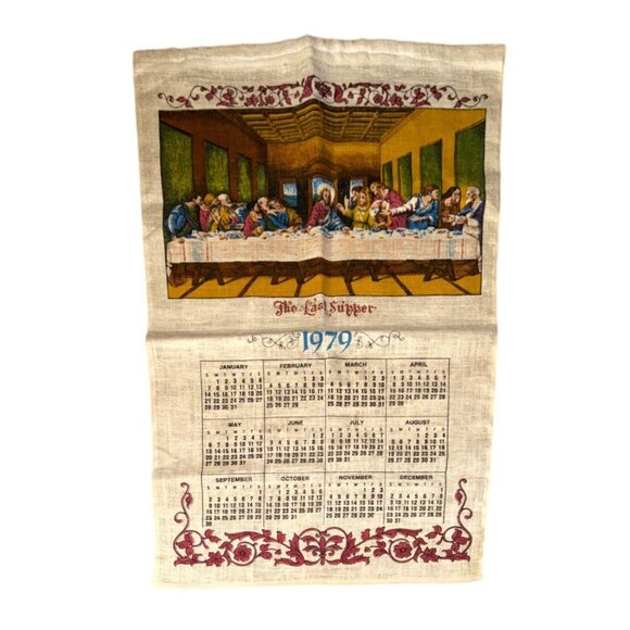 Vintage 1979 Cloth Wall Hanging Last Supper Image - Picture 1 of 7